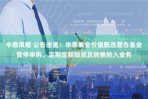 中鼎策略 公告速递：华泰紫金价值甄选混合基金暂停申购、定期定额投资及转换转入业务