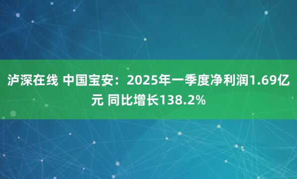 泸深在线 中国宝安：2025年一季度净利润1.69亿元 同比增长138.2%